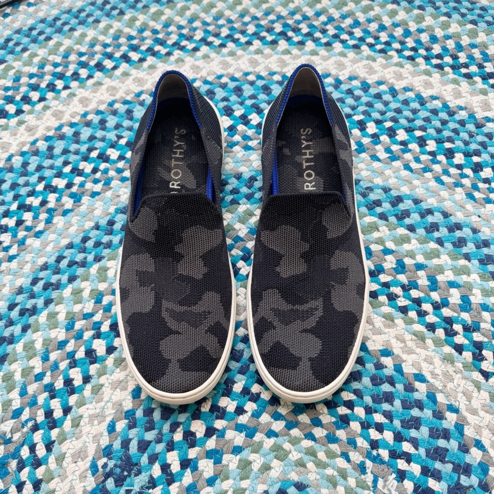 Rothy's Black and Blue Camouflage Sneakers